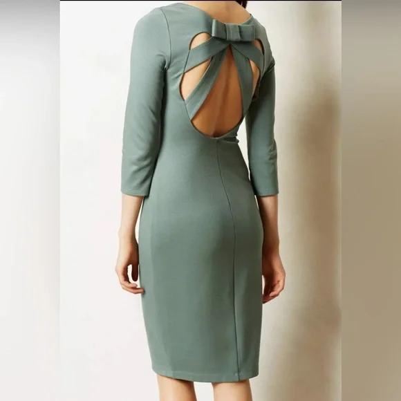 ANTHROPOLOGIE Crystal Structure Square Neck Sheath Dress Sage Green Baily 44 ANTHROPOLOGIE Crystal Structure Square Neck Sheath Dress Sage Green Baily 44